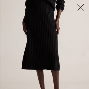 Quince Mongolian Cashmere Midi Skirt, black, sz medium